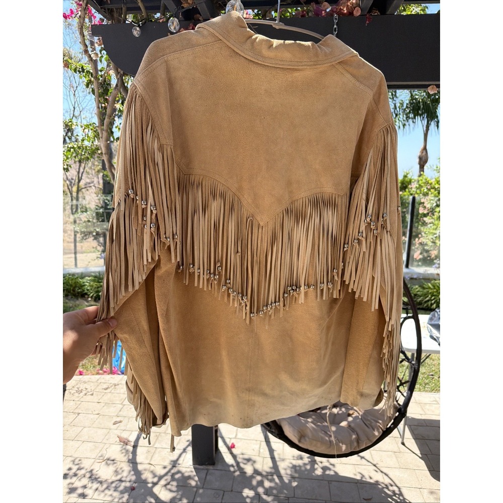 Vintage Leather Fringe Jacket Womens Western Suede Leather Jacket Beaded Lamb